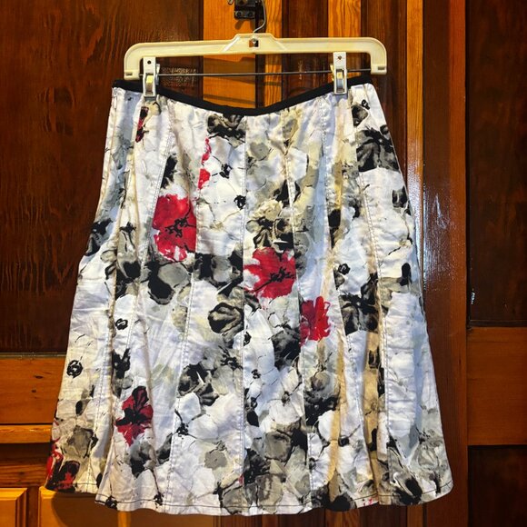 Nicname Floral Pink, White & Black A-Line Midi Skirt 6P - Picture 5 of 6